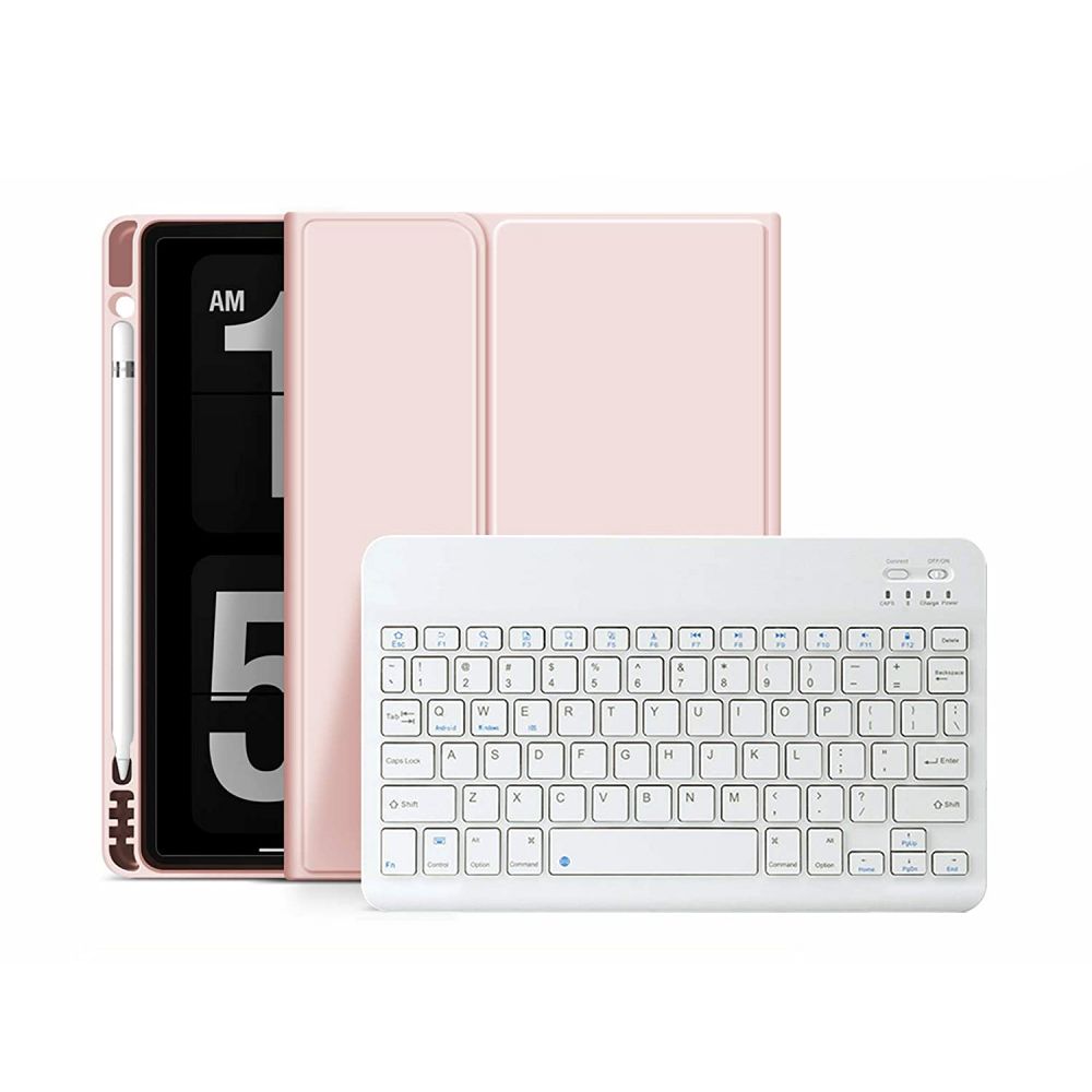 iPad (2022) / Air (2022 / 2020) Tech-Protect Keyboard Cover m. Apple Pencil Holder - Engelsk Layout - Lyserød | Bluetooth - Keyboard TABLETCOVERS.DK